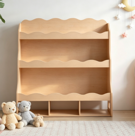 4-Tier Wooden Toddler Bookshelf with Toy Organiser for Bedroom, Playroom, and Classroom